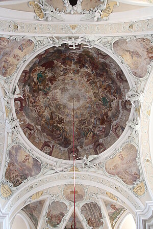 Laxenburg, Pfarrkirche Zur Kreuzerhöhung, Neubau ab 1693, Kuppelfresko um 1700-1713, Entwurf Johann Michael Rottmayr