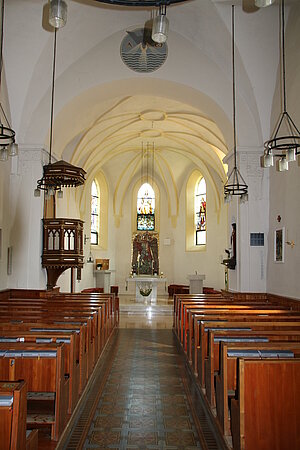 Grünbach am Schneeberg, Pfarrkirche hl. Michael, spätgotische Saalkirche mit barocken Bauteilen, Blick in das Innere