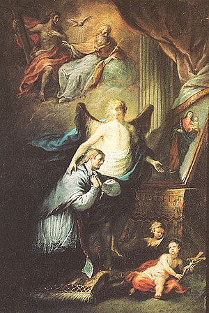 Martin Johann Schmidt (Kremser Schmidt), Der hl. Johannes von Nepomuk im Gebet vor einem Madonnenbild, Öl/Leinen, vor 1750, NÖLM