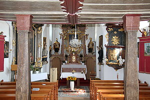 Föllim, Wallfahrtskirche hl. Herz Mariens, Blick Richtung Hochaltar