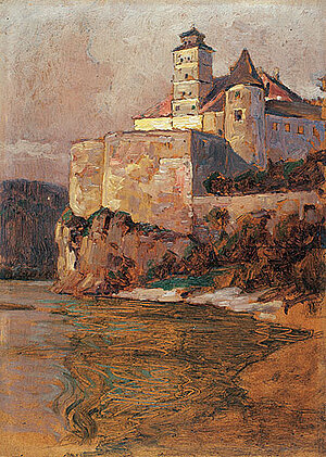 Stefan Simony, Schloss Schönbühel, Öl/Karton, 1925