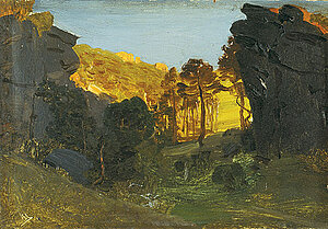 Anton Hlavacek, Landschaft bei Dürnstein, Ö/Karton, um 1921