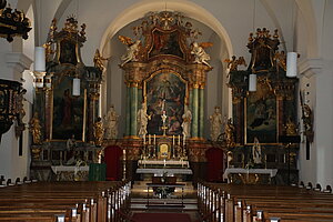 Mannersdorf, Pfarrkirche hl. Martin, Hoch- uns Seitenaltäre, 1. Viertel 18. Jh.