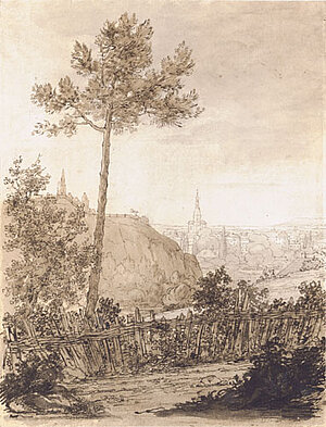 Johann Adam Klein, Blick auf Baden, Federzeichnung, 1811