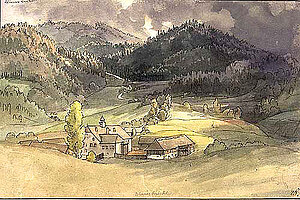 Thomas Ender, Das Wienerbrückl bei Annaberg, Aquarell und Feder auf Papier, um 1820/30