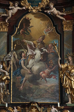 Spitz, Pfarrkirche hl. Mauritius, Nikolausaltar, Flößeraltar, 2. Viertel 18. Jh.