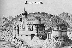 Schloss Schönbühel, Kupferstich von Georg Matthäus Vischer, aus: Topographia Archiducatus Austriae Inferioris Modernae, 1672