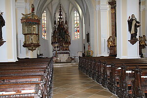 Pöchlarn, Pfarrkirche Mariae Himmelfahrt, im Kern spätgotischer Bau, 1766-68 von Johann Michael Ehmann barockisiert