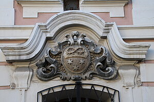 Herzogenburg, Brandstätte, ehem. Rathaus des Oberen Marktes, Marktwappen