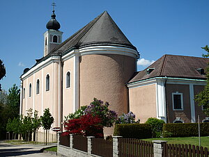 Maria Jeutendorf, Pfarrkirche Schmerzhafte Muttergottes, barocke Saalkirche, 1717-27 errichtet