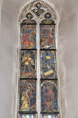 Zelking, Pfarrkirche hl. Erhard, Glasfenster im Chor, um 1420