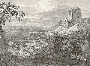 Alt/Greger, Ruine Hollenburg, Kreidelithografie, 18,9x26 cm (Bild), um 1830