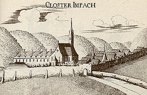 Kloster Imbach, Kupferstich von Georg Matthäus Vischer, aus: Topographia Archiducatus Austriae Inferioris Modernae, 1672