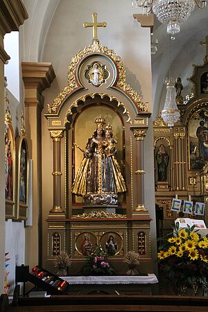 Ernsthofen, Pfarrkirche Mariae Flucht, frühbarocke Saalkirche, neoromanische, neogotische Ausstattung, 1893-95