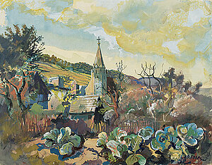 Oskar Laske, Küchengarten in Schwallenbach, Tempera/Papier, 1938