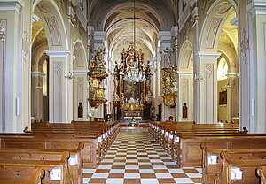 Kirchberg am Wagram, Pfarrkirche hl. Stephan, gotischer Staffelbau, im 18. Jh. durchgreifend barockisiert