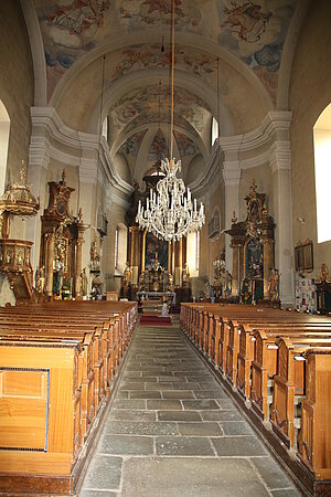 Arbesbach, Pfarrkirche hl. Ägidius, 1761-1772 errichtet, Blick in das Kircheninnere