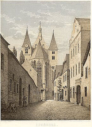 Josef Erwin Lippert, Pfarrkirche Eggenburg, Tonlithografie, 26,3x19,6 cm (Bild), 1847 