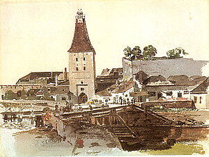 Thomas Ender, Wienertor in Krems, Aquarell mit Deckfarben, 1830, NÖLM
