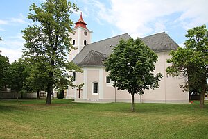 Michelhausen, Pfarrkirche hl. Petrus und Paulus, mittelalterliches Langhaus, , Neubau 1781-1784 unter Einbeziehung älterer Bauteile durch Joseph Koch, Krems