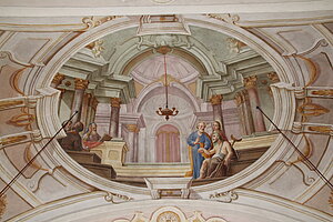 Michelhausen, Pfarrkirche hl. Petrus und Paulus, Freskenausstattung durch Josef von Mölck, 1784 - Petrus heilt den Lahmen