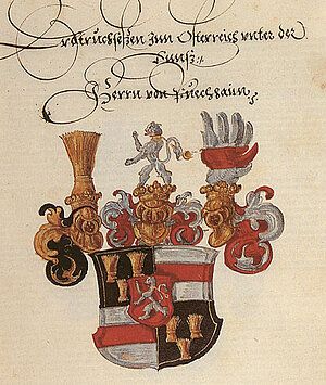 Wappen der Freiherren von Puchheim, Wappenbuch der NÖ. Regierung und Kammer, nach 1602, NÖ Landesarchiv