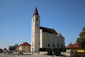 Sommerein, Pfarrkirche Mariae Heimsuchung, barocke Saalkirche, vermutlich 1659 über mittelalterlichen Vorgängerbau