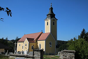 Messern, die auf einer Höhenstufe gelegene Pfarrkirche hl. Jakob der Ältere