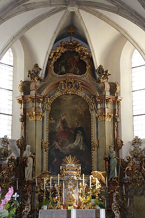 Weitersfeld, Pfarrkirche hl. Martin, prunkvoller Spätrokokoaltar, 1774
