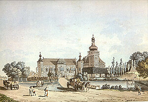 Janscha/Ziegler, Schloss Pottenbrunn, Kolorierte Umrissradierung, um 1795