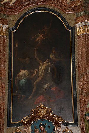 Pöchlarn, Pfarrkirche Mariae Himmelfahrt, Seitenaltar, Pflege des hl. Sebastian, Martin Johann Schmidt, 1773