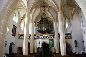 Allhartsberg, Pfarrkirche hl. Katharina, Blick gegen die Orgelempore