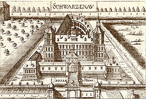 Schloss Schwarzenau, Kupferstich von Georg Matthäus Vischer, aus: Topographia Archiducatus Austriae Inferioris Modernae, 1672