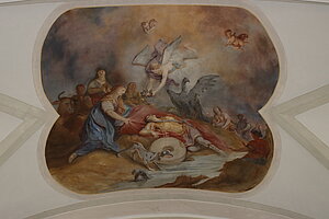 Wösendorf, Pfarrkirche hl. Florian, Deckenfresken, Anton Mayer, 1791, Auffindung der Leiche des hl. Florian