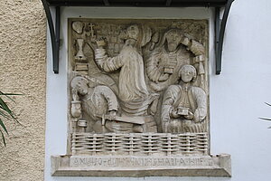 Trautmannsdorf an der Leitha, Pfarrkirche hl. Katharina, Ölbergrelief, 15 Jh., sekundär eingemauert
