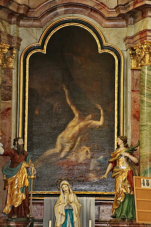 Opponitz, Pfarrkirche hl. Kunigunde, linker Seitenaltar, Martyrium des hl. Georg, Martin Johann Schmidt, 1762