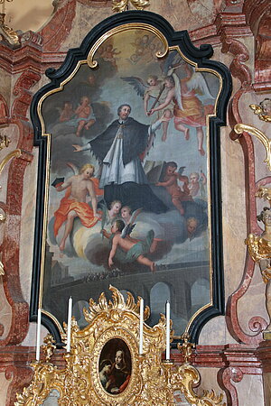 Mariahilfberg, Wallfahrtskirche Hilfreiche Jungfrau Maria, Johannes Nepomuk-Altar, Sebastian Geringer, 1768