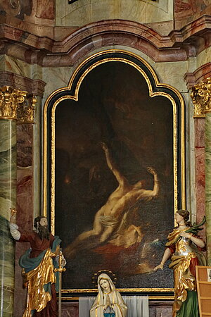 Opponitz, Pfarrkirche hl. Kunigunde, linker Seitenaltar, Martyrium des hl. Georg, Martin Johann Schmidt, 1762