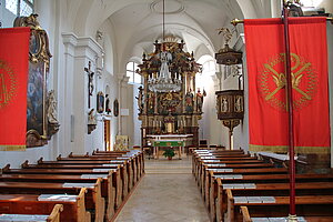Walpersbach, Pfarrkirche Mariae Himmelfahrt, im Kern gotische Saalkirche, 1713-1718 Barockisierung,