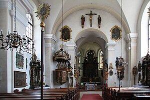 Schloss Artstetten, Pfarrkirche hl. Jakobus der Ältere, 1691-98 zu barocken Saalbau erweitert