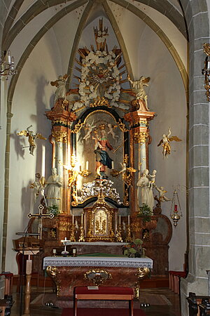 Zeiselmauer, Pfarrkirche Unbefleckte Empfängnis Mariens, Hochaltar, um 1740, aus dem Frauenstift in Tulln