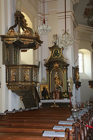Sommerein, Pfarrkirche Mariae Heimsuchung, Kanzel, Ende 17. Jh.