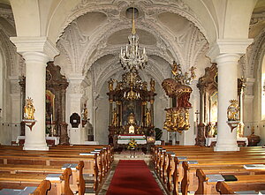 St. Anton an der Jeßnitz, Pfarrkirche hl. Antonius von Padua, frühbarocke Hallenkirche, 1691 geweiht, Ausstattung um die Mitte 18. Jh.