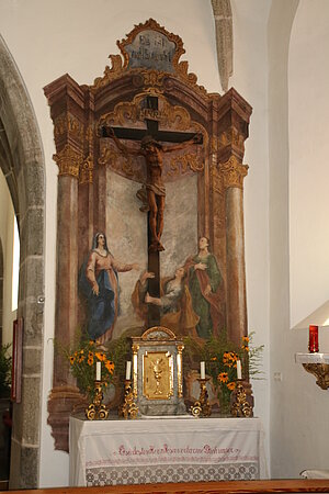 Thaya, Pfarrkirche hll. Petrus und Paulus, freskierter Seitenaltar, 2. Hälfte 18. Jh.