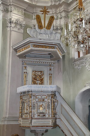 Säusenstein, Pfarrkirche hl. Donatus - Kleinsonntagberg, Kanzel, um 1620, aus Refektorium des Stiftes Säusenstein