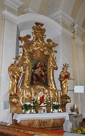 Morrbad Harbach, Pfarrkirche Johannes der Täufer, 1749-1757 errichtet, Seitenaltar, Rokoko