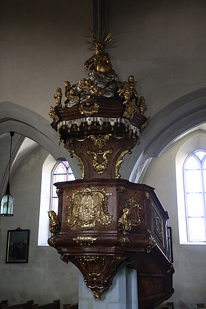 Pyhra, Pfarrkirche hl. Margareta, Rokoko-Hängekanzel, 1758