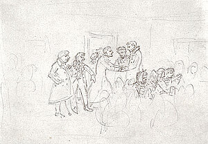 F. Gauermann, Hoher Besuch im Altenheim (?), vor 1830)
