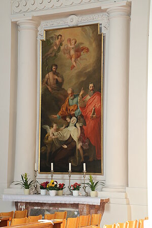 Wiener Neudorf, Pfarrkirche Maria Schnee, Seitenaltar, Altarblatt von Hubert Maurer, 1780