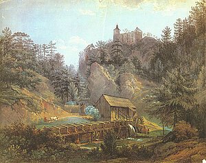 Thomas Ender, Hofmühle an der Steinapiesting und die Burgruine Gutenstein, 1813